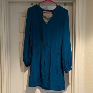 Amanda Uprichard Teal Long Sleeve Dress